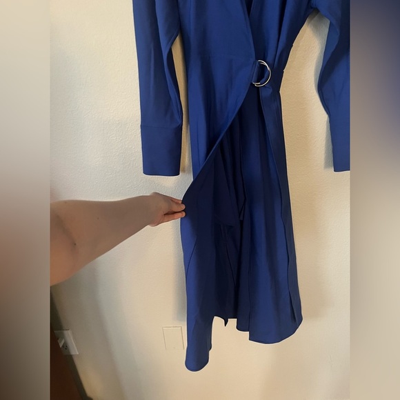 COS Wool Crepe Wrap in Cobalt Blue Midi Dress Women's Size 6 - Picture 5 of 15